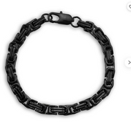 7mm Black Byzantine Link Bracelet Men's Stainless Steel SB211