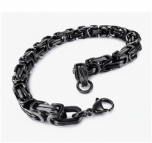 Load image into Gallery viewer, 7mm Black Stainless Steel Byzantine Bracelet SB211