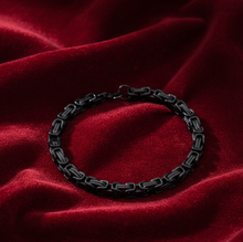 Load image into Gallery viewer, Small 4mm Black Byzantine Bracelet Stainless Steel SB213
