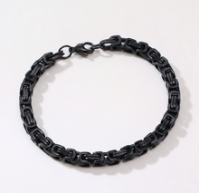 Load image into Gallery viewer, Small 4mm Black Byzantine Bracelet Stainless Steel SB213