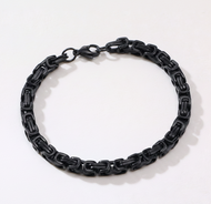 4mm Black Byzantine Link Bracelet Unisex Stainless Steel SB213