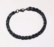 Load image into Gallery viewer, 5mm Black Byzantine Link Bracelet Unisex Stainless Steel <br>SB214