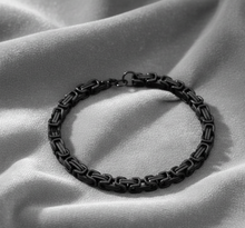 Load image into Gallery viewer, 7mm Black Stainless Steel Byzantine Bracelet SB211