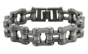 16mm Wide Gunmetal Stainless Steel Motorcycle Bike Chain Bracelet
