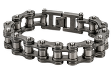 Load image into Gallery viewer, 16mm All Gunmetal Bike Chain Bracelet Double Link Men's Biker Stainless Steel SB217