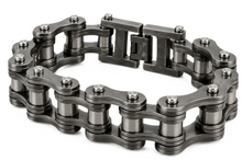 Load image into Gallery viewer, 16mm All Gunmetal Bike Chain Bracelet Double Link Men's Biker Stainless Steel SB217