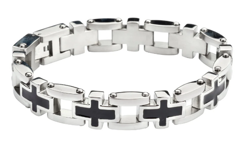Heavy Metal Jewelry Men's Cross Biker Bracelet Stainless Steel Religious Jewelry