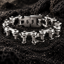 Load image into Gallery viewer, 21mm All Silver Bike Chain Bracelet Men's Biker Stainless Steel SB21