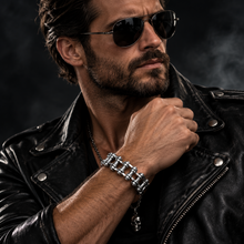 Load image into Gallery viewer, 21mm All Silver Bike Chain Bracelet Men's Biker Stainless Steel SB21