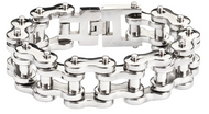 Men's 21mm Bike Chain Bracelet All Silver Huge Heavy Biker Jewelry Stainless Steel SB21