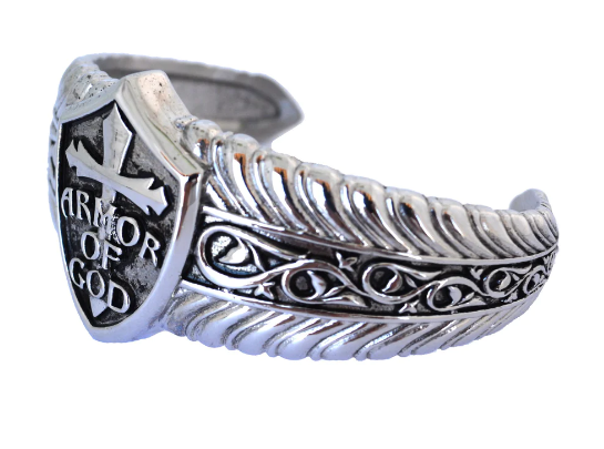 Heavy Metal Jewelry Unisex Armor of God Bracelet Stainless Steel Religious Jewelry