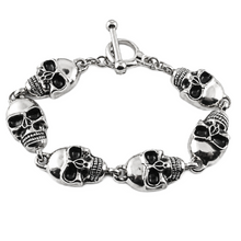 Load image into Gallery viewer, Men's 16mm Toggle Skulls Link Bracelet Biker Stainless Steel SB225