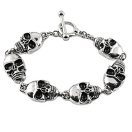 Men's 16mm Toggle Skulls Link Bracelet Biker Stainless Steel SB225
