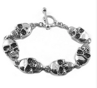 Men's Toggle Skull Link Bracelet Motorcycle Biker Stainless Steel SB225