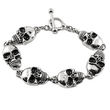 Load image into Gallery viewer, Men's 16mm Toggle Skulls Link Bracelet Biker Stainless Steel SB225