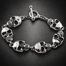 Load image into Gallery viewer, Men's 16mm Toggle Skulls Link Bracelet Biker Stainless Steel SB225