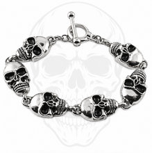 Load image into Gallery viewer, Men's 16mm Toggle Skulls Link Bracelet Biker Stainless Steel SB225
