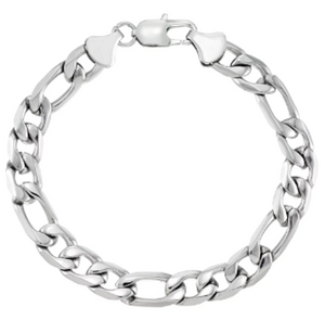 Men's 12mm Wide Stainless Steel Figaro Bracelet SB22