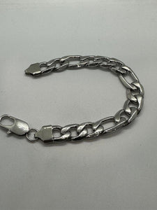 Men's 12mm Wide Stainless Steel Figaro Bracelet