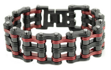 Load image into Gallery viewer, Men&#39;s Primary Motorcycle Bike Chain Bracelet Black &amp; Red Stainless Steel SB230