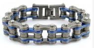 16mm Distressed Bike Chain Bracelet Antique Blue Police Jewelry Stainless Steel SB232