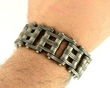 Load image into Gallery viewer, Biker Jewelry Men&#39;s Primary Motorcycle Bike Chain Bracelet Gunmetal Stainless Steel SB233