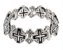 Load image into Gallery viewer, Heavy Metal Jewelry Men&#39;s Greek Halo Cross Bracelet Stainless Steel SB237