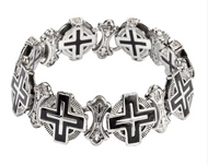 Men's Greek Halo Cross Flat Bracelet Stainless Steel SB237