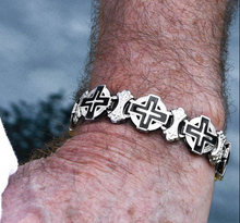 Load image into Gallery viewer, Heavy Metal Jewelry Men&#39;s Greek Halo Cross Bracelet Stainless Steel SB237