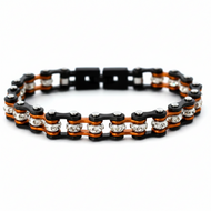 8mm Gunmetal & Beryllium Orange Bike Chain Bracelet Stainless Steel SB238
