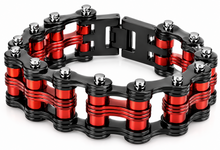 Load image into Gallery viewer, Black &amp; Red 25mm Primary Bike Chain Bracelet Stainless Steel SB23