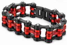 Load image into Gallery viewer, Black &amp; Red 25mm Primary Bike Chain Bracelet Stainless Steel SB23