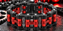Load image into Gallery viewer, Black &amp; Red 25mm Primary Bike Chain Bracelet Stainless Steel SB23