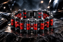 Load image into Gallery viewer, Black &amp; Red 25mm Primary Bike Chain Bracelet Stainless Steel SB23