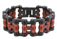 Biker Jewelry Men's Primary Motorcycle Bike Chain Bracelet Black & Red Stainless Steel SB23