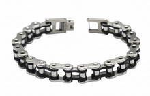 Load image into Gallery viewer, 10mm Stainless Steel Bike Chain Bracelet – Chrome &amp; Black<br>SB240