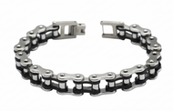 10mm Stainless Steel Bike Chain Bracelet – Chrome & Black SB240