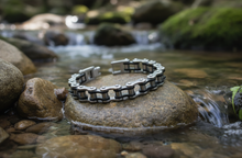 Load image into Gallery viewer, 10mm Stainless Steel Bike Chain Bracelet – Chrome &amp; Black<br>SB240