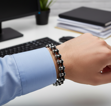 Load image into Gallery viewer, 10mm Stainless Steel Bike Chain Bracelet – Chrome &amp; Black<br>SB240