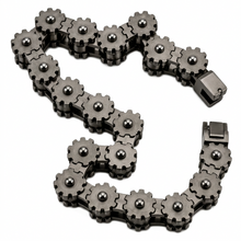 Load image into Gallery viewer, *NEW* 14mm Distressed "Gears" Bike Chain Bracelet Men's Biker Stainless Steel SB244