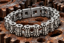 Load image into Gallery viewer, *NEW* 14mm Distressed "Gears" Bike Chain Bracelet Men's Biker Stainless Steel SB244