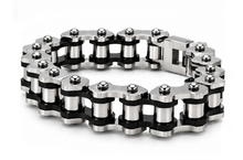 Load image into Gallery viewer, *NEW* 16mm Silver &amp; Black "APEX" Bike Chain Bracelet Men's Biker Stainless Steel SB245
