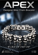 Load image into Gallery viewer, *NEW* 16mm Silver &amp; Black "APEX" Bike Chain Bracelet Men's Biker Stainless Steel SB245
