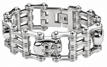 Load image into Gallery viewer, 24mm 3 Skulls Bike Chain Bracelet Men's Biker Stainless Steel SB25