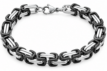 Load image into Gallery viewer, 8mm Byzantine Link TT Bracelet Black &amp; Silver Men's Stainless Steel SB28