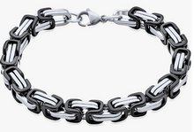 Load image into Gallery viewer, Unisex Stainless Steel Byzantine Bracelet Black and Chrome SB28