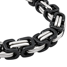 Load image into Gallery viewer, 8mm Byzantine Link TT Bracelet Black &amp; Silver Men's Stainless Steel SB28