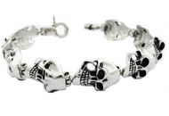 Biker Jewelry's Stainless Steel Biker Bracelet Skulls and Skulls SB30