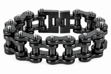 Load image into Gallery viewer, 22mm All Black Bike Chain Bracelet Wide Biker Stainless Steel SB32