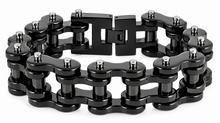 Load image into Gallery viewer, 22mm All Black Bike Chain Bracelet Wide Biker Stainless Steel SB32